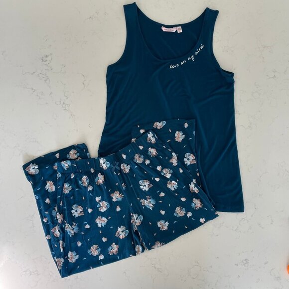 la Vie en Rose 2 Piece Pajama Set Rayon Blend Blue White Grey Peach Sz S & XS - Picture 13 of 13